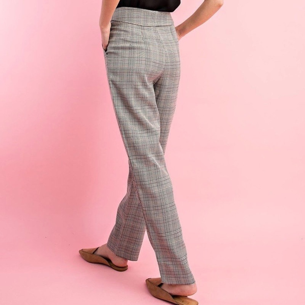 FRONT TIE BLACK & WHITE PLAID w/STRETCH - Picture 9 of 13